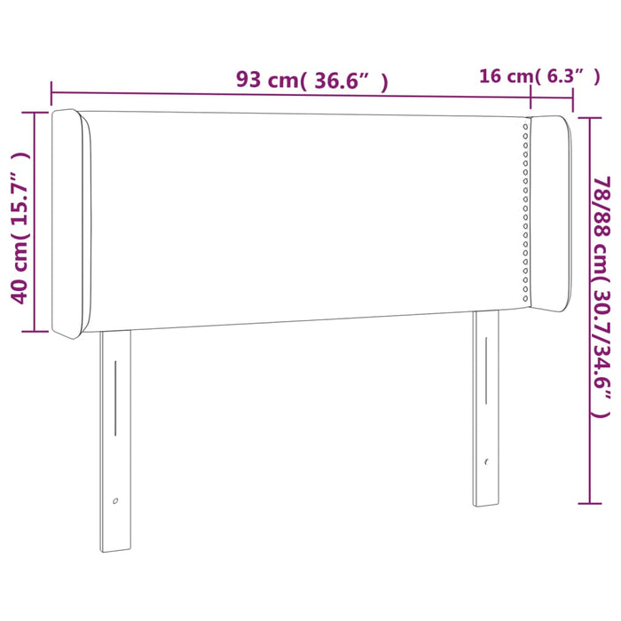 Tăblie de pat cu LED, gri taupe, 93x16x78/88 cm, textil - WALTI WALTI