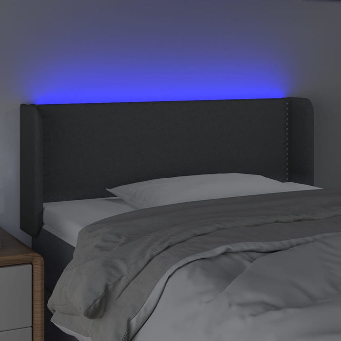 Tăblie de pat cu LED, gri închis, 103x16x78/88 cm, textil - WALTI WALTI
