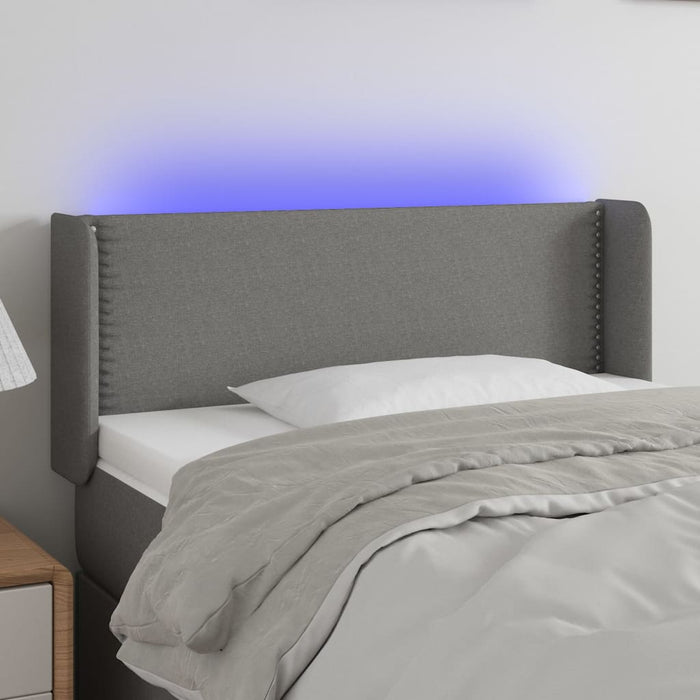 Tăblie de pat cu LED, gri închis, 103x16x78/88 cm, textil - WALTI WALTI