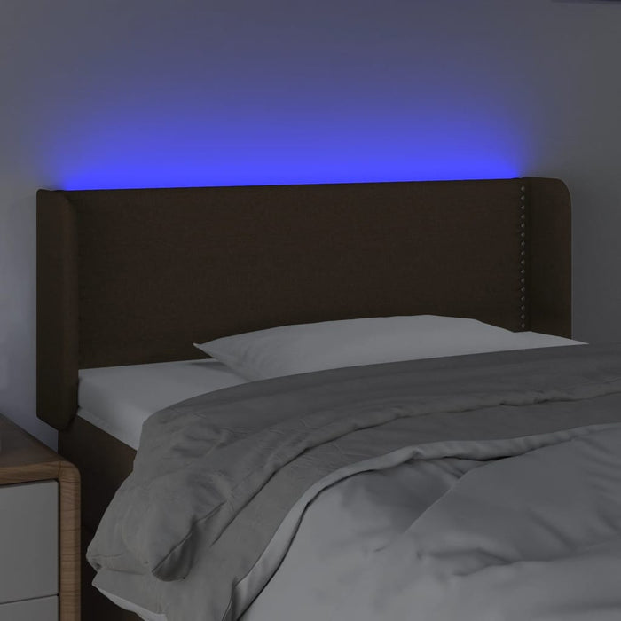 Tăblie de pat cu LED, maro închis, 103x16x78/88 cm, textil - WALTI WALTI