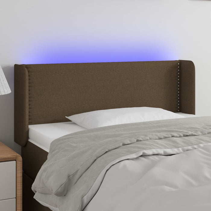 Tăblie de pat cu LED, maro închis, 103x16x78/88 cm, textil - WALTI WALTI
