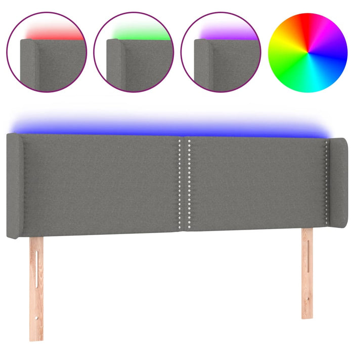 Tăblie de pat cu LED, gri închis, 147x16x78/88 cm, textil - WALTI WALTI