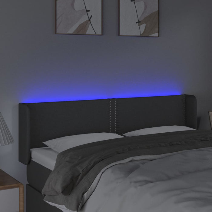 Tăblie de pat cu LED, gri închis, 147x16x78/88 cm, textil - WALTI WALTI