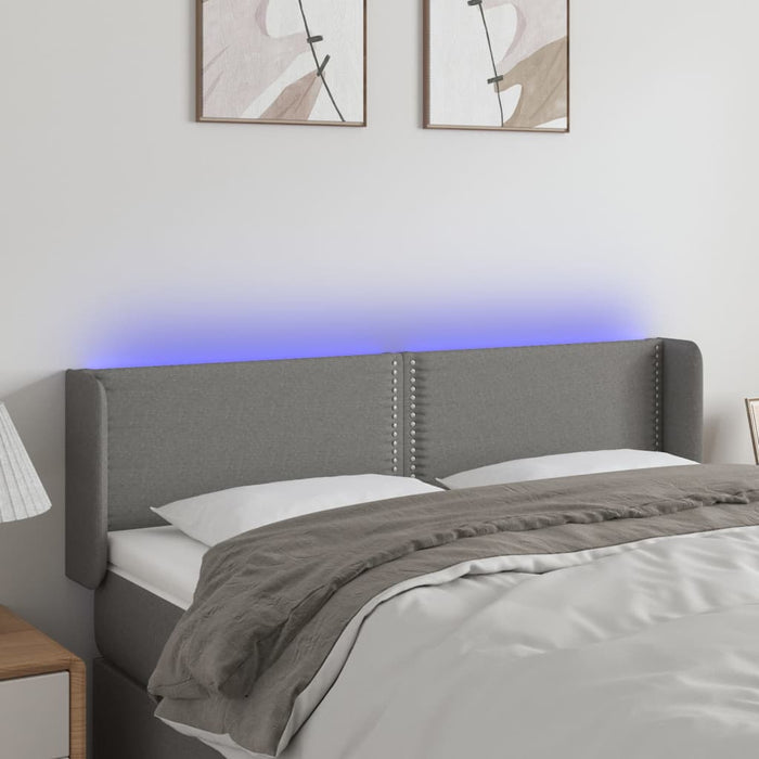 Tăblie de pat cu LED, gri închis, 147x16x78/88 cm, textil - WALTI WALTI