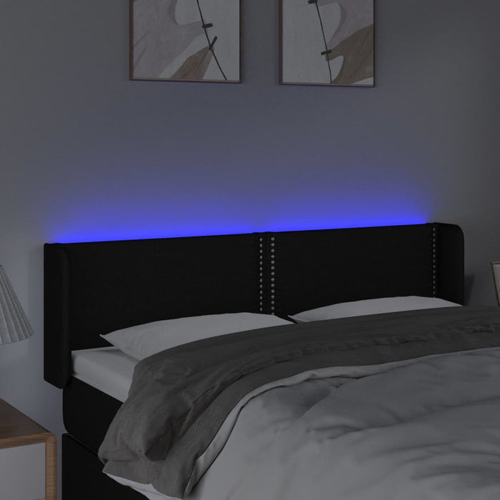 Tăblie de pat cu LED, negru, 147x16x78/88 cm, textil - WALTI WALTI