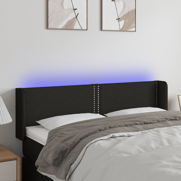 Tăblie de pat cu LED, negru, 147x16x78/88 cm, textil - WALTI WALTI