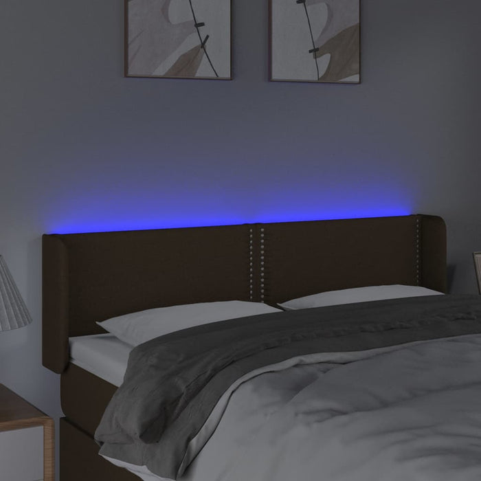 Tăblie de pat cu LED, maro închis, 147x16x78/88 cm, textil - WALTI WALTI
