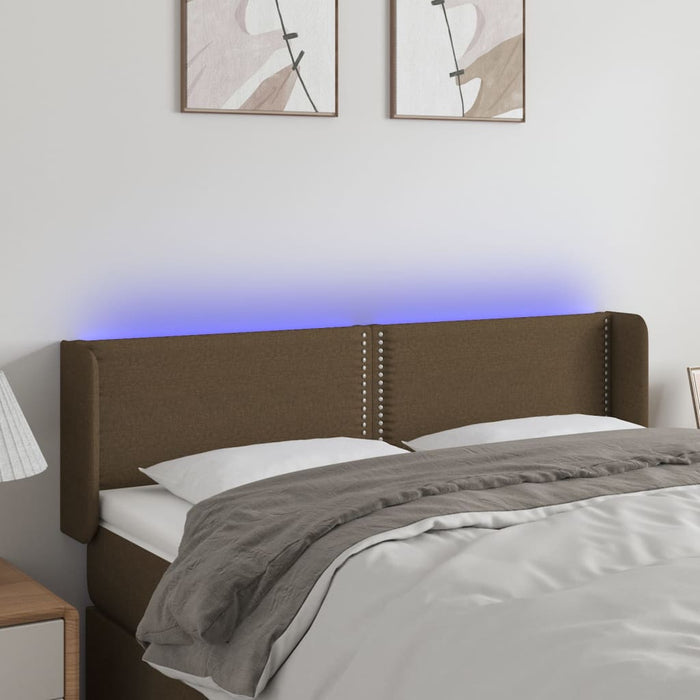 Tăblie de pat cu LED, maro închis, 147x16x78/88 cm, textil - WALTI WALTI