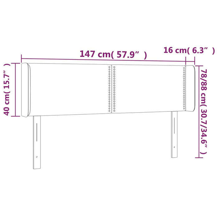 Tăblie de pat cu LED, gri taupe, 147x16x78/88 cm, textil - WALTI WALTI