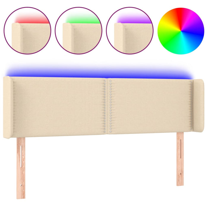 Tăblie de pat cu LED, crem, 147x16x78/88 cm, textil - WALTI WALTI
