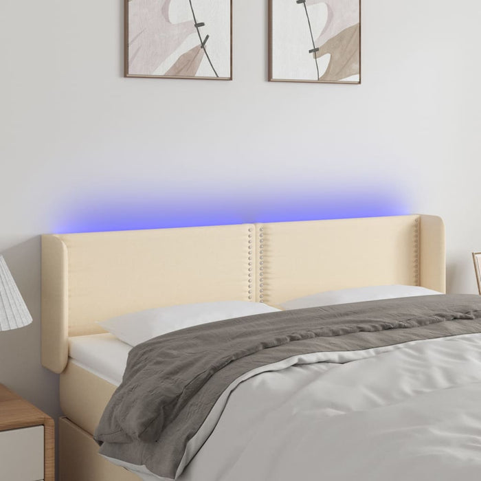 Tăblie de pat cu LED, crem, 147x16x78/88 cm, textil - WALTI WALTI