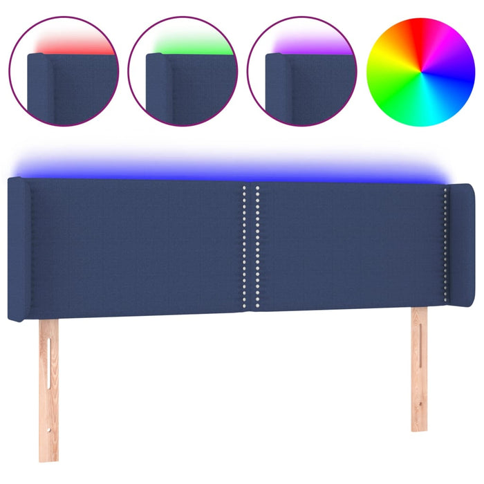 Tăblie de pat cu LED, albastru, 147x16x78/88 cm, textil - WALTI WALTI