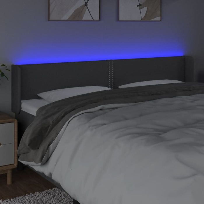 Tăblie de pat cu LED, gri închis, 183x16x78/88 cm, textil - WALTI WALTI