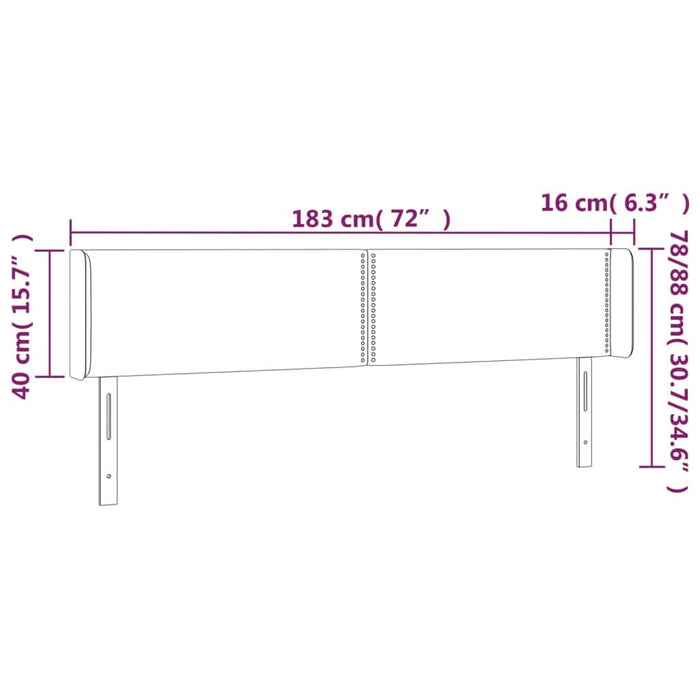 Tăblie de pat cu LED, gri închis, 183x16x78/88 cm, textil - WALTI WALTI