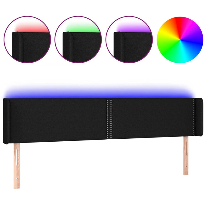 Tăblie de pat cu LED, negru, 183x16x78/88 cm, textil - WALTI WALTI