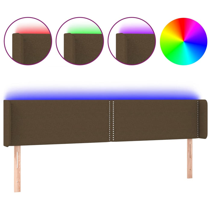 Tăblie de pat cu LED, maro închis, 183x16x78/88 cm, textil - WALTI WALTI