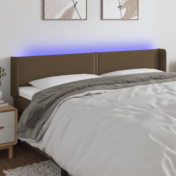 Tăblie de pat cu LED, maro închis, 183x16x78/88 cm, textil - WALTI WALTI