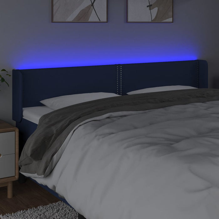 Tăblie de pat cu LED, albastru, 183x16x78/88 cm, textil - WALTI WALTI