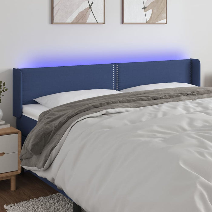 Tăblie de pat cu LED, albastru, 183x16x78/88 cm, textil - WALTI WALTI