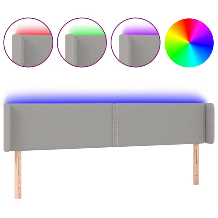 Tăblie de pat cu LED, gri deschis, 203x16x78/88 cm, textil - WALTI WALTI