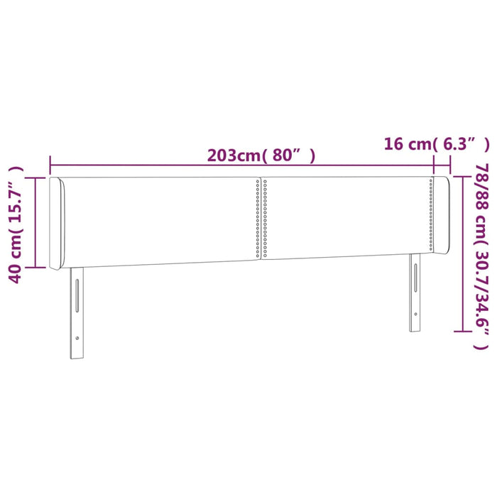 Tăblie de pat cu LED, gri închis, 203x16x78/88 cm, textil - WALTI WALTI