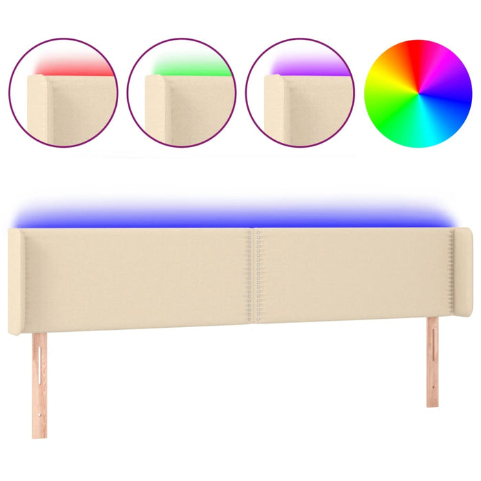 Tăblie de pat cu LED, crem, 203x16x78/88 cm, textil WALTI