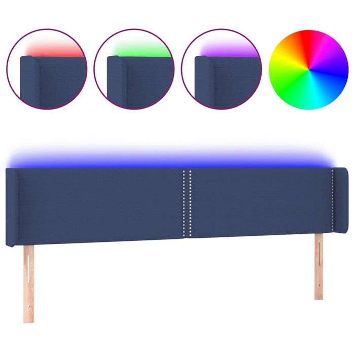Tăblie de pat cu LED, albastru, 203x16x78/88 cm, textil - WALTI WALTI