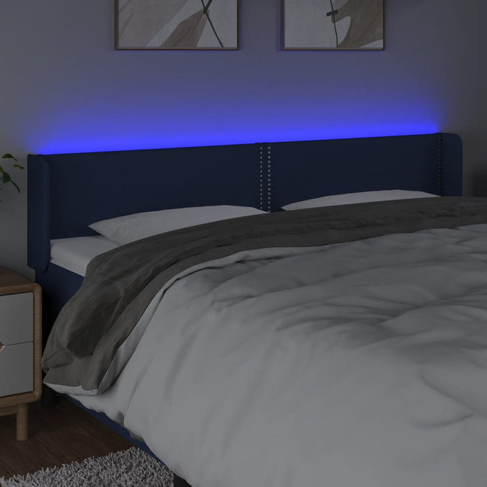 Tăblie de pat cu LED, albastru, 203x16x78/88 cm, textil - WALTI WALTI