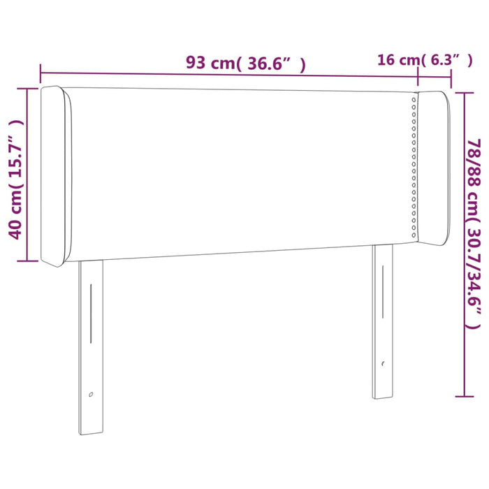 Tăblie de pat cu LED, gri închis, 93x16x78/88 cm, catifea - WALTI WALTI