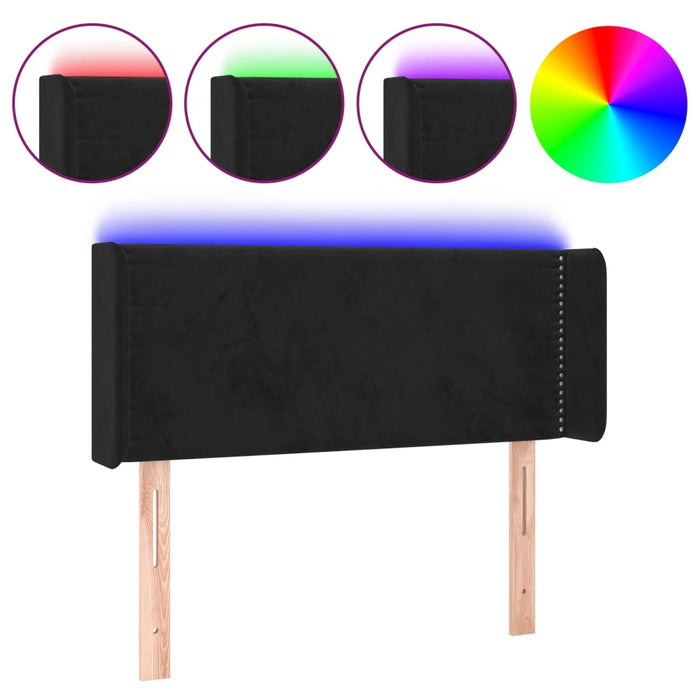 Tăblie de pat cu LED, negru, 93x16x78/88 cm, catifea - WALTI WALTI