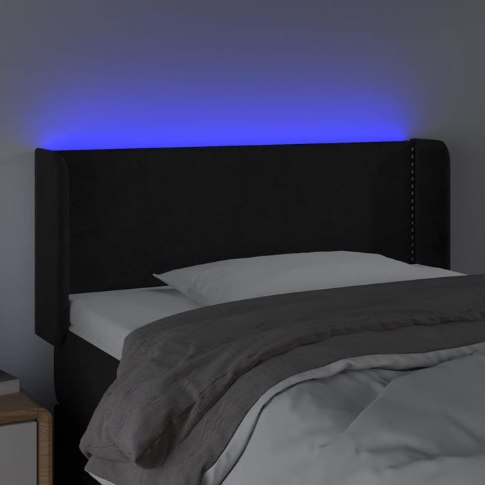 Tăblie de pat cu LED, negru, 93x16x78/88 cm, catifea - WALTI WALTI