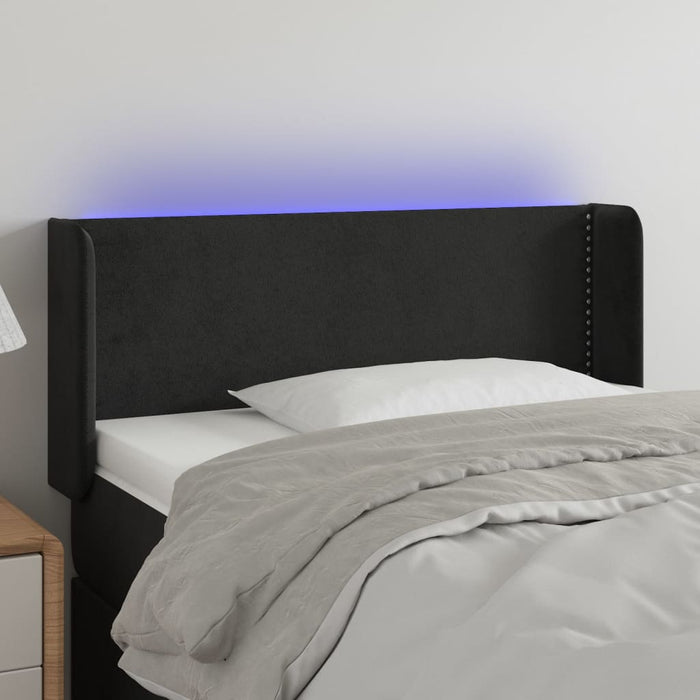 Tăblie de pat cu LED, negru, 93x16x78/88 cm, catifea - WALTI WALTI