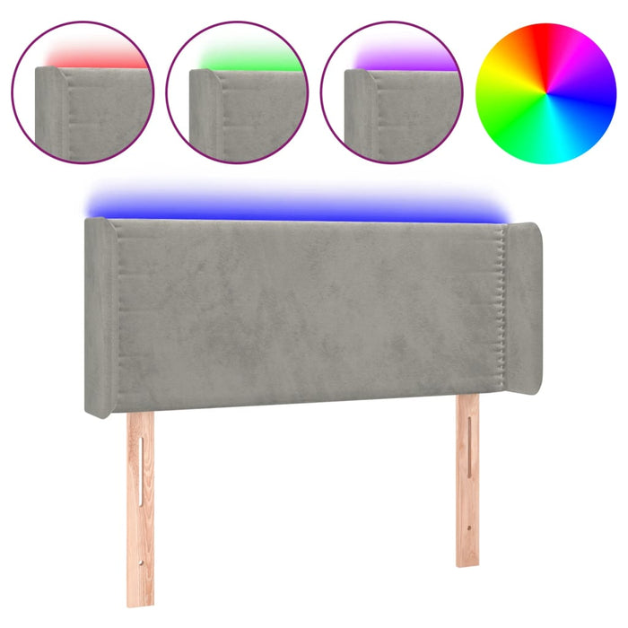 Tăblie de pat cu LED, gri deschis, 103x16x78/88 cm, catifea - WALTI WALTI