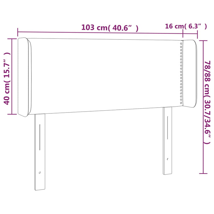 Tăblie de pat cu LED, gri închis, 103x16x78/88 cm, catifea - WALTI WALTI