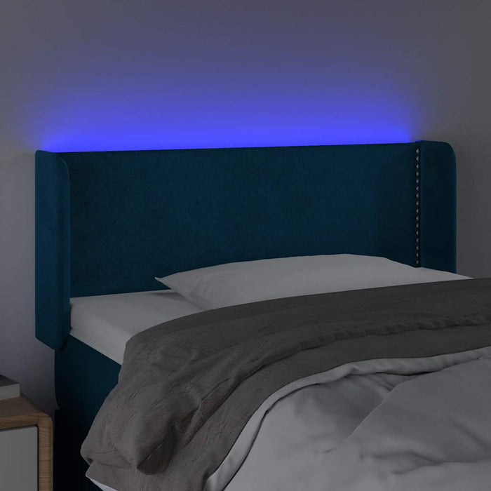 Tăblie de pat cu LED, albastru închis, 103x16x78/88 cm, catifea - WALTI WALTI