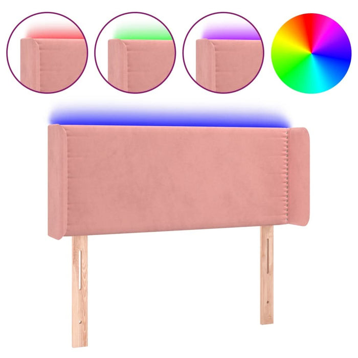 Tăblie de pat cu LED, roz, 103x16x78/88 cm, catifea - WALTI WALTI