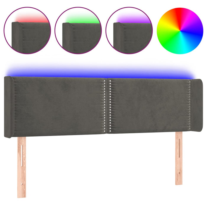 Tăblie de pat cu LED, gri închis, 147x16x78/88 cm, catifea - WALTI WALTI
