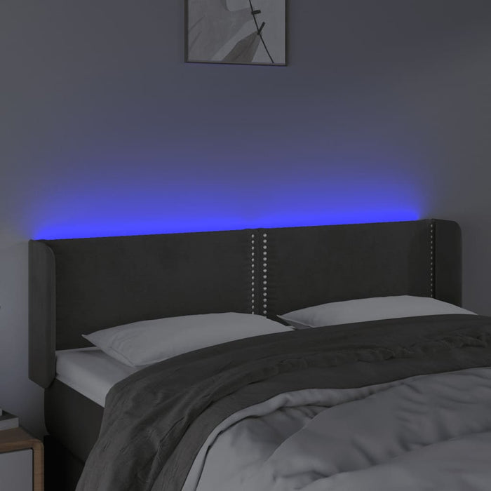 Tăblie de pat cu LED, gri închis, 147x16x78/88 cm, catifea - WALTI WALTI