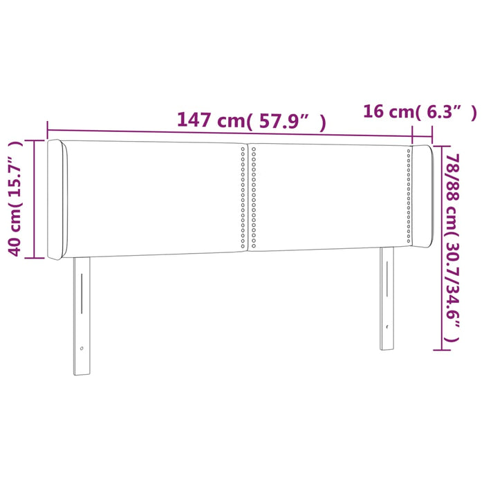 Tăblie de pat cu LED, gri închis, 147x16x78/88 cm, catifea - WALTI WALTI