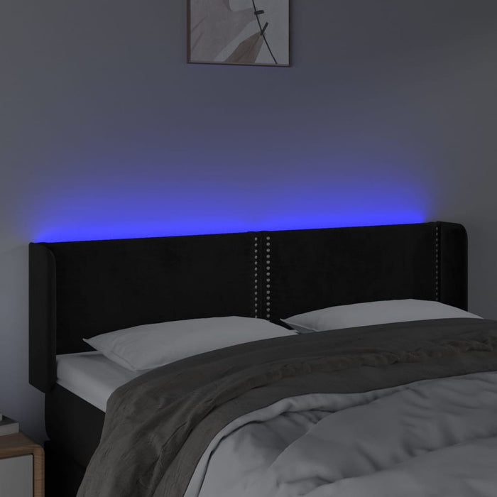Tăblie de pat cu LED, negru, 147x16x78/88 cm, catifea - WALTI WALTI