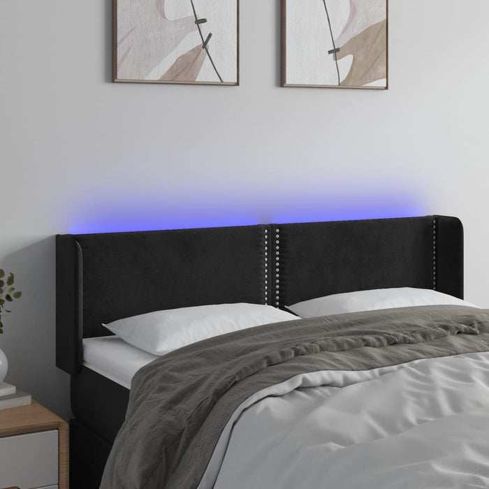Tăblie de pat cu LED, negru, 147x16x78/88 cm, catifea - WALTI WALTI