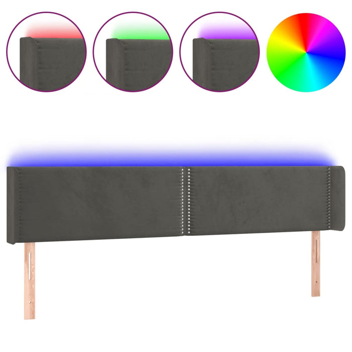 Tăblie de pat cu LED gri închis 183x16x78/88 cm catifea - WALTI WALTI