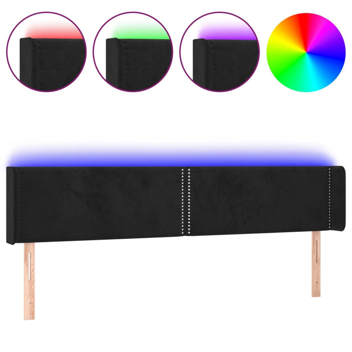 Tăblie de pat cu LED, negru, 203x16x78/88 cm, catifea - WALTI WALTI