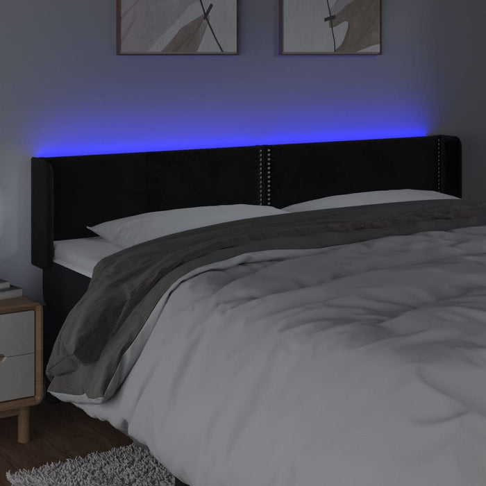 Tăblie de pat cu LED, negru, 203x16x78/88 cm, catifea - WALTI WALTI