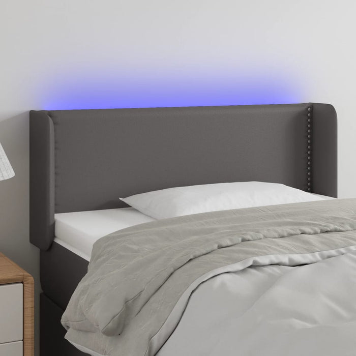 Tăblie de pat cu LED, gri, 83x16x78/88 cm, piele ecologică - WALTI WALTI