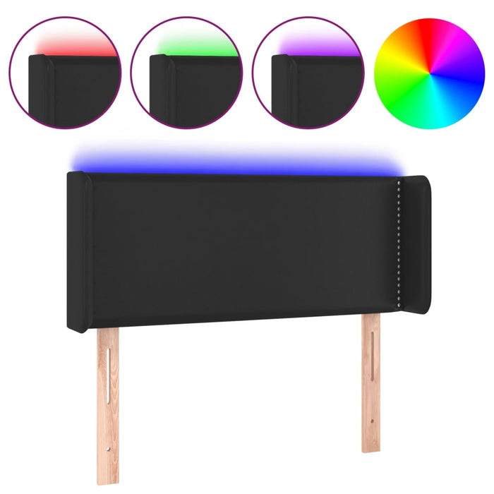Tăblie de pat cu LED, negru, 93x16x78/88 cm, piele ecologică - WALTI WALTI