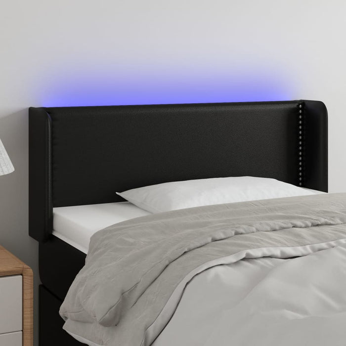 Tăblie de pat cu LED, negru, 103x16x78/88 cm, piele ecologică - WALTI WALTI