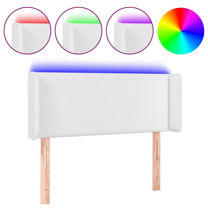 Tăblie de pat cu LED, alb, 103x16x78/88 cm, piele ecologică - WALTI WALTI