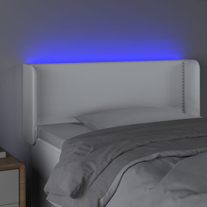 Tăblie de pat cu LED, alb, 103x16x78/88 cm, piele ecologică - WALTI WALTI
