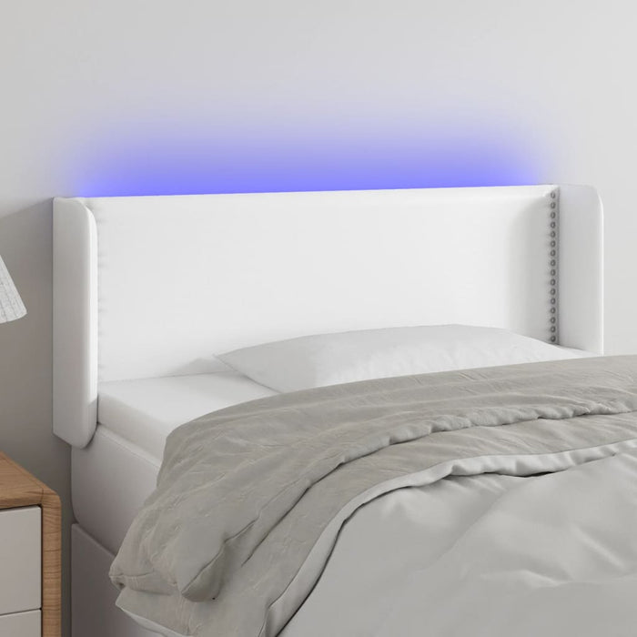 Tăblie de pat cu LED, alb, 103x16x78/88 cm, piele ecologică - WALTI WALTI